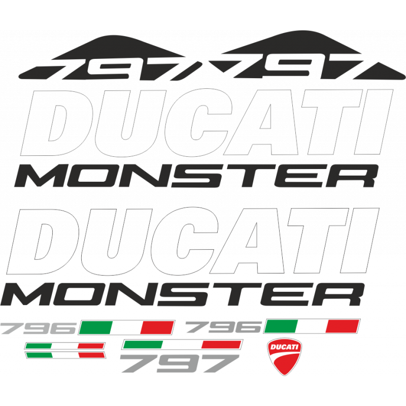 Kit de pegatinas para Ducati  Monster 797 - roja ducati corse decals set