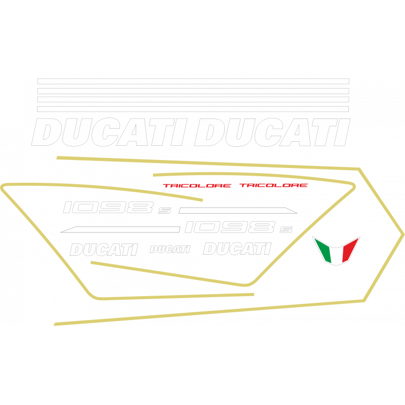 Kit de pegatinas para Ducati 1098s 2007-2010 Tricolore - ducati decals set