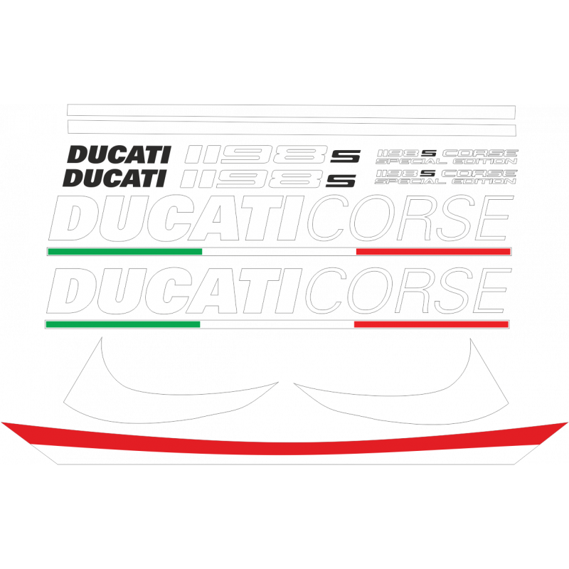 Kit de pegatinas para Ducati 1198 2007-- moto roja o blanca ducati decals set